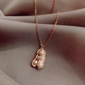 BINSHUO Hiphop Brass 14K Gold Plated Peanut Pearl Charm Necklace for Anniversary