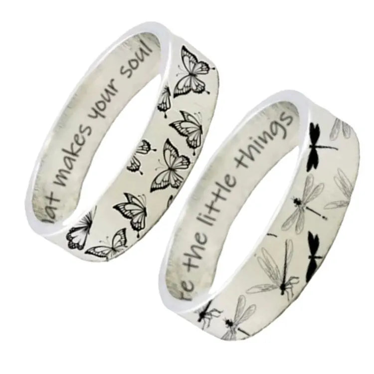 SC Do What Makes Your Soul Shine Rings Inspirational Graduation Gift Antique Silver Engraved Dragonfly Butterfly Rings Women
