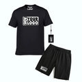 Custom Logo Blank Summer Breathable Knitted Men's Unisex Two-Piece Casual T-Shirt and Shorts Set