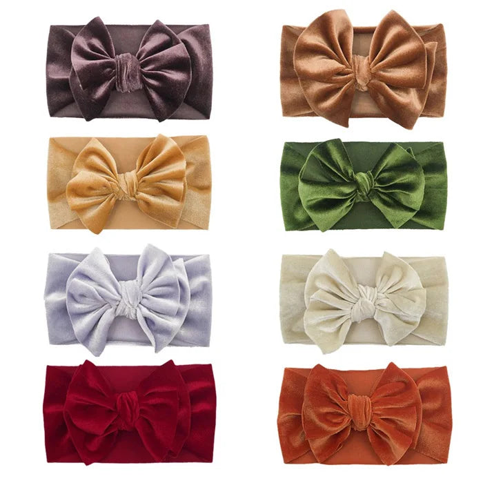 Holdbeauty European and American Gold Velvet High-quality Headband for Newborn Children Double Bow Baby Girl Hair Accessories