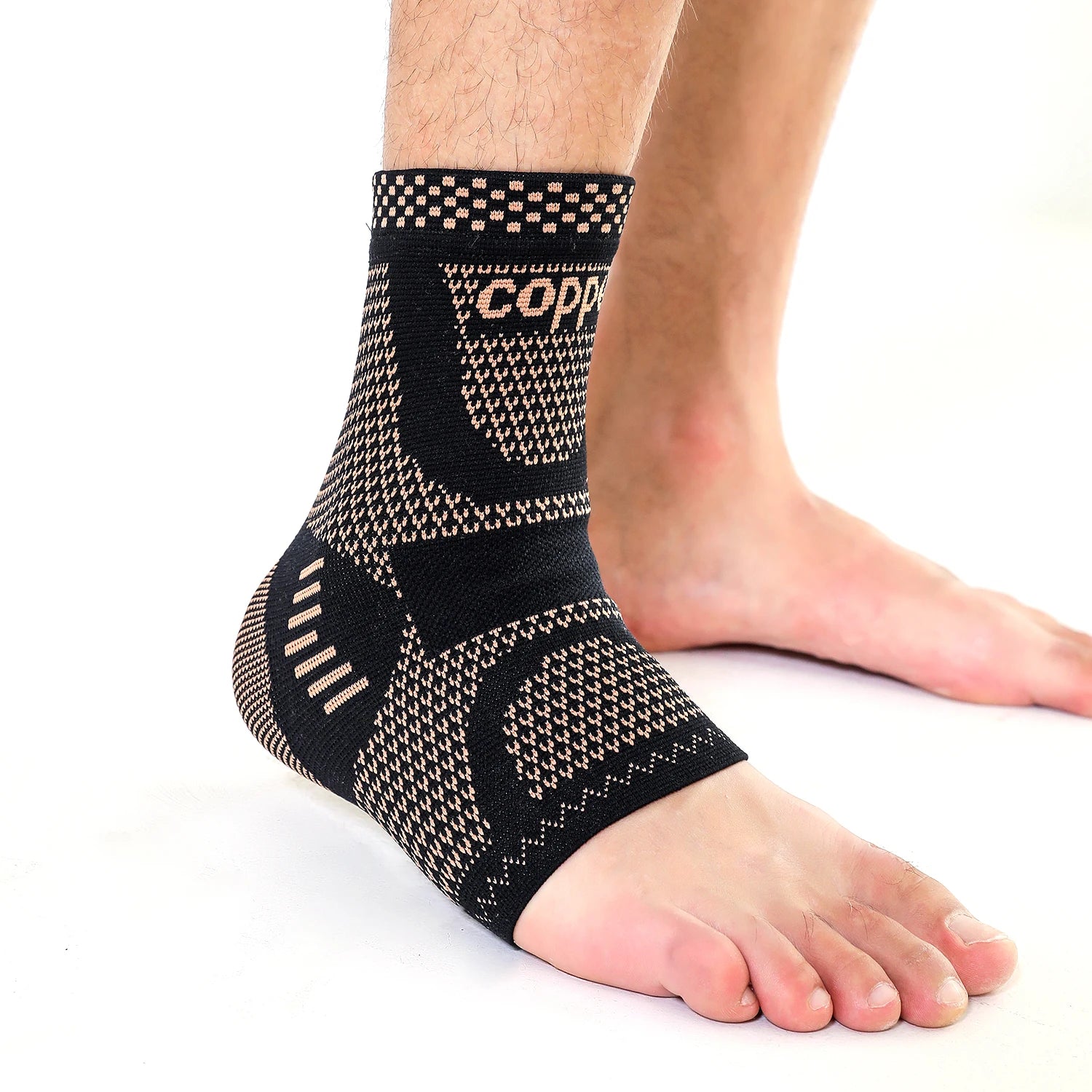 Copper Ankle Brace Support for Men Women Ankle Compression Sleeve Socks for Plantar Fasciitis Sprained Ankle Tendon Pain Relief