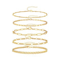 Hot Selling Adjustable 14K Gold Plated Anklet Chain Bracelets Set Gold Stackable Bracelets for Jewelry Gifts Women
