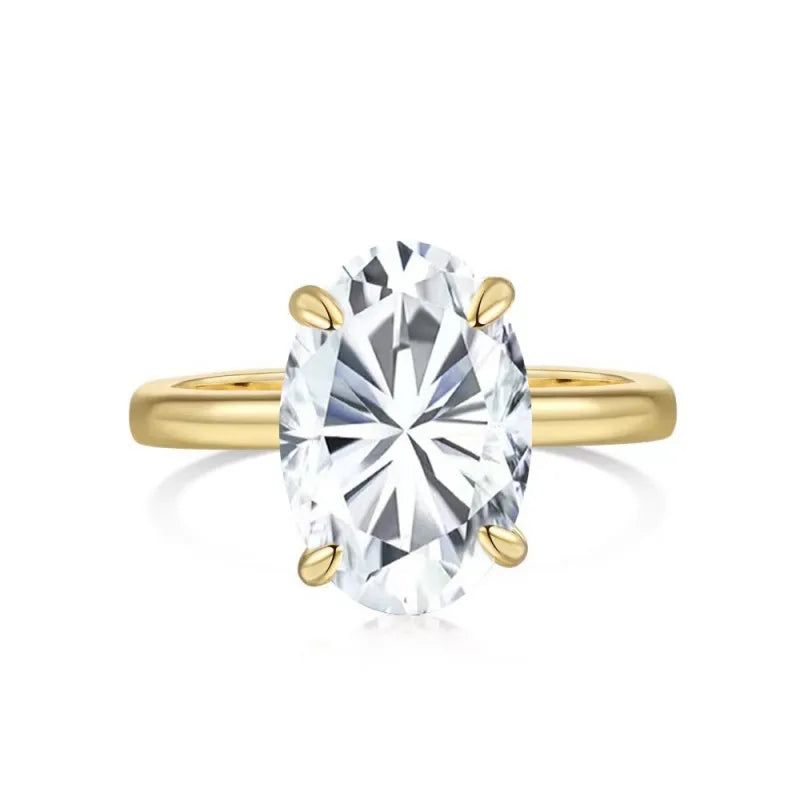 Factory Wholesale 925 Silver Wedding Rings 8*10mm 3Carat D Color Oval Moissanite Engagement Ring for Women