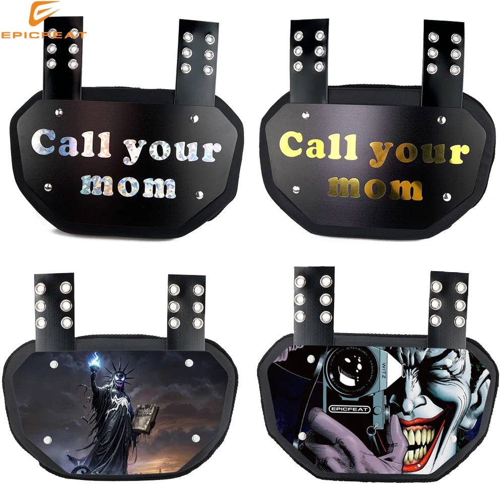 American Football Back Plates with Hardware Chrome Clown  Rugby Back Flaps Low Back Pads Waist Protector
