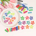 Qiyue  10 Piece Candy Color Star Love Heart Hairgrip Waterdrop Shape Hair Pin