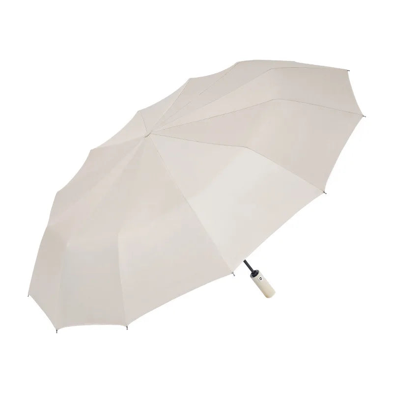 Sunny Dual-Purpose Automatic Umbrella Black Rubber Anti-Ultraviolet Folding Sunshade for Rainy Days Simple Solid Color Series
