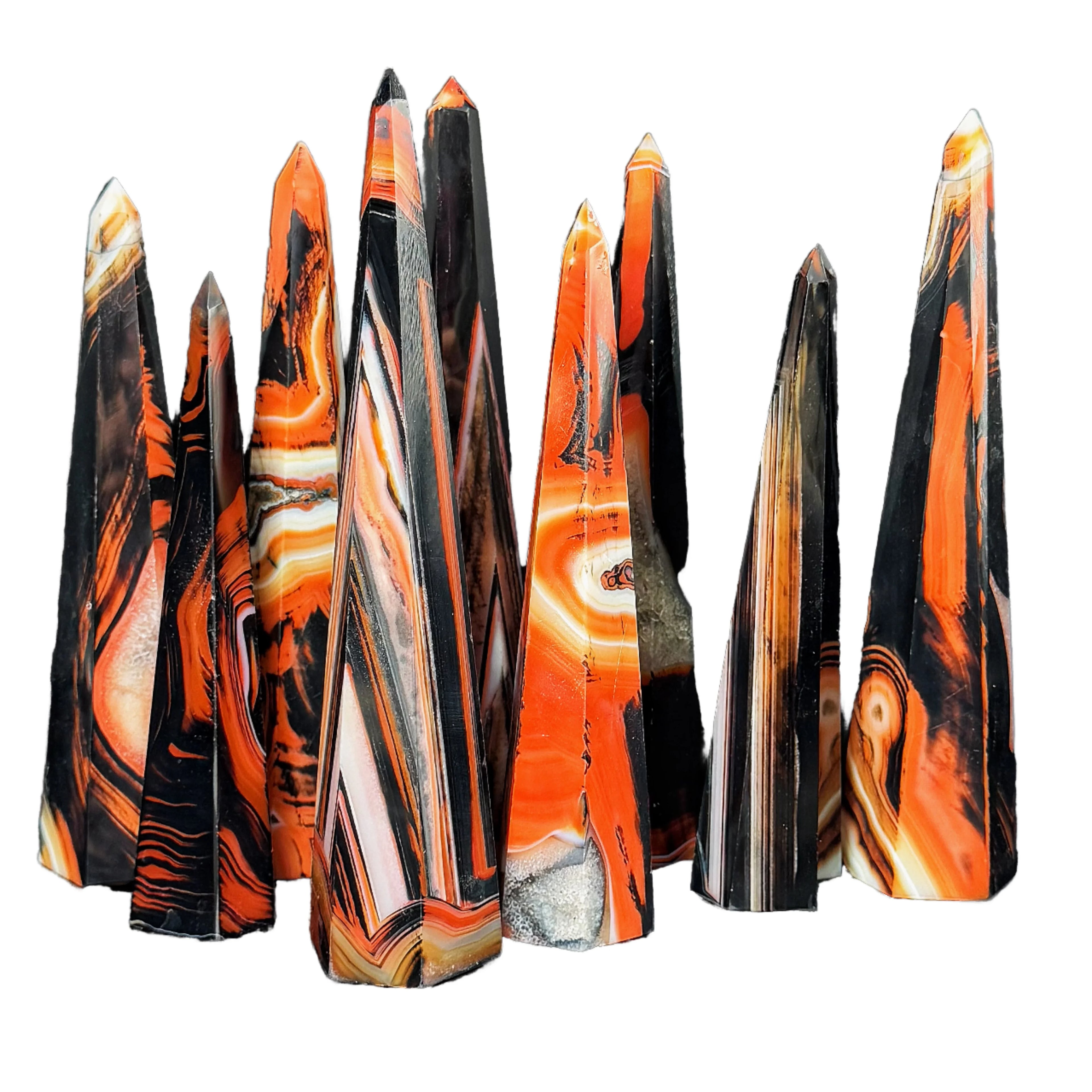 Hot Sale Natural Crystal Raw Stone Black Red Silk Agate Tower Crystal Crafts Decoration Gifts