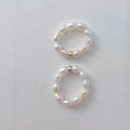 Minimalist Geometric Elastic Multi Beaded Pearl Rings Natural Freshwater Pearl Rings for Women