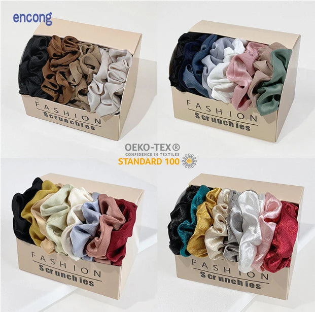 Luxury 100% Pure Mulberry Silk Scrunchies with Elastic Band 19MM Silk Satin Hair Ties Scrunchies for Women Girls Hair Ties