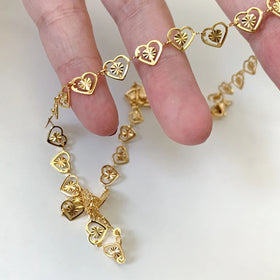 Fashion Jewelry Love Shape Hollow Necklace Handmade Chain Stainless Steel Choker Necklaces for Women