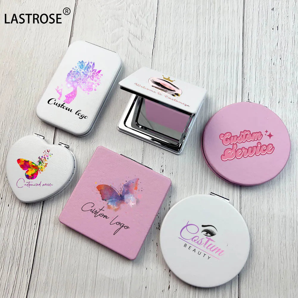Heart-shaped Pocket Mirror Rectangle OEM Logo Double Sided Promotional Gift Pocket Mirror with Logo