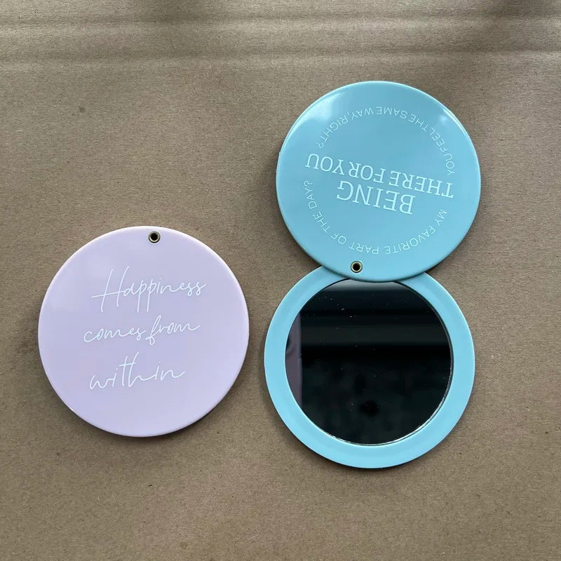 New Design Portable Plastic Sliding Cover Pocket Size Custom Compact Makeup Mirror for Daily Use