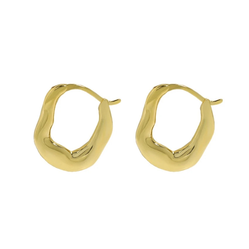 2022 new irregular blank hoop earrings sterling silver hoop earrings 925 rhodium 18k gold plated 925 silver earrings women