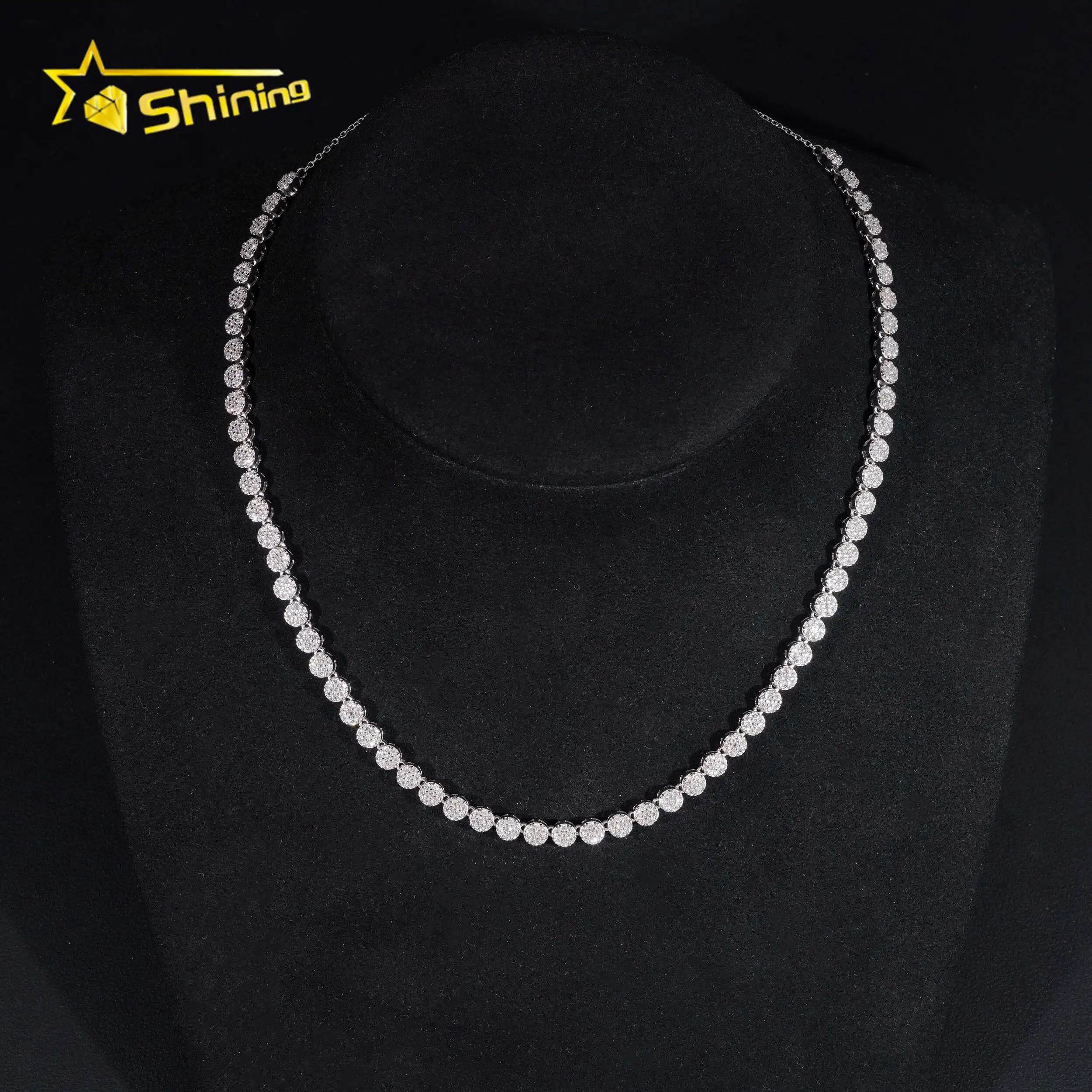 Fine Jewelry Ladies Necklace Men Women 925 Silver 4.4MM Width Moissanite Tennis Necklace Custom Hip Hop Iced Out Necklaces