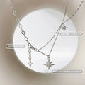 FY-0309 S925 Sterling Silver Hexagram Necklace Unique Design Simple and Elegant Tassel Double-Layer Clavicle Chain for Women