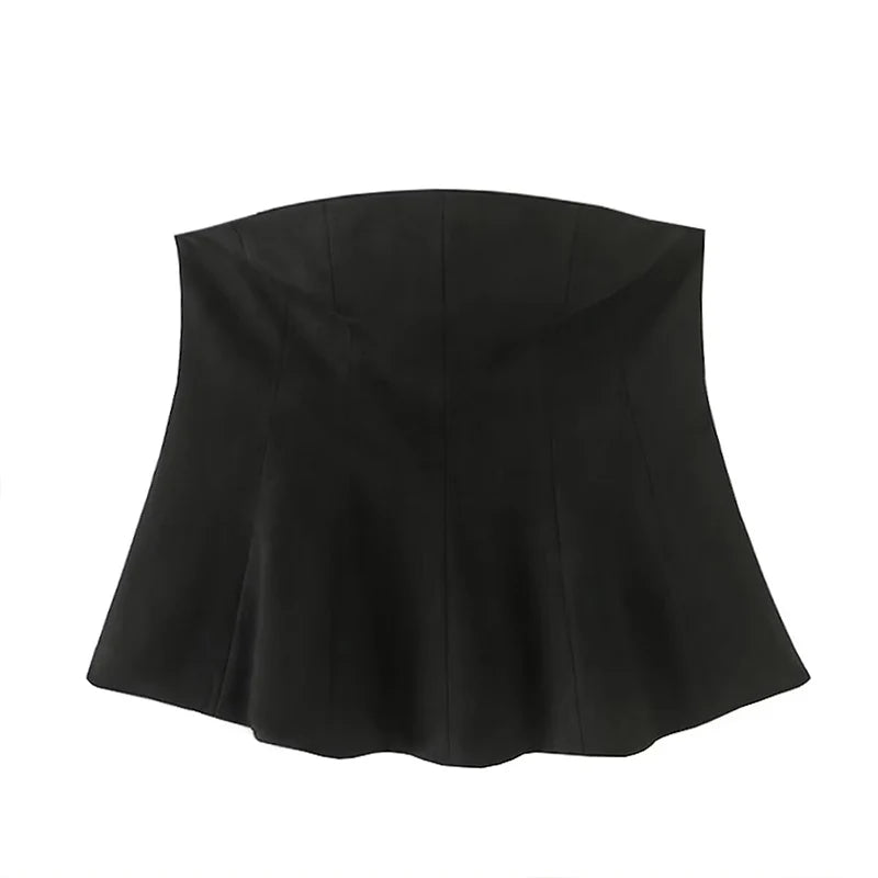 ZATRHMBM Summer Women's Clothing 2025 New Fashion Short Skirt Tube Top Retro Black Sleeveless Elegant Women's Top
