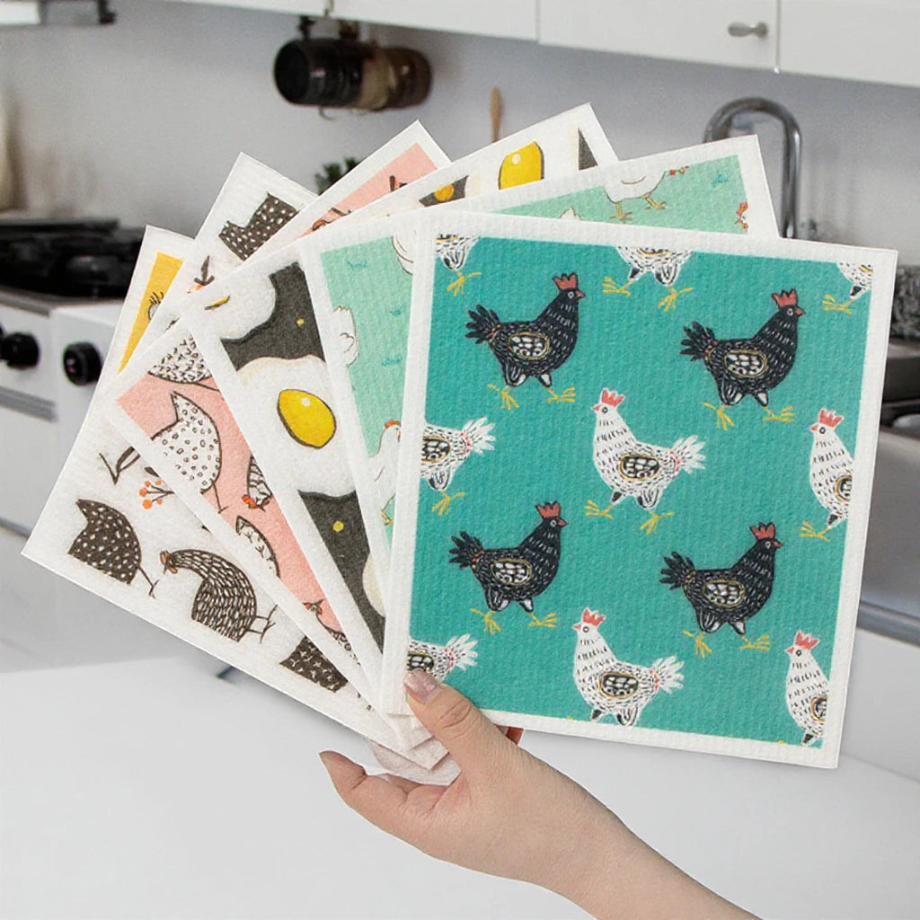 Custom Printed Biodegradable Swedish Dish Cloth Kitchen Cleaning Cellulose Sponge Cloth with Design Swedish Dishcloth