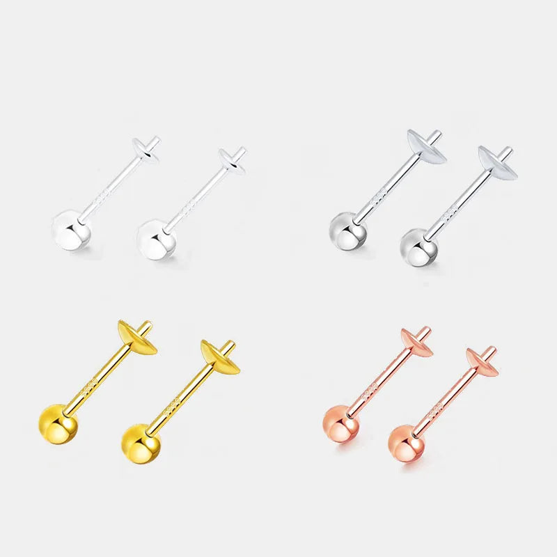 Minimalism S925 S999 Sterling Silver Cartilage Earrings Empty Bracket for Jewelry Making Accessories