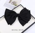 Silk Satin Oversize Bow Spring Clip Multi-Layer Three-Dimensional Elegant Temperament Sexy Striped Hair Bow Barrette