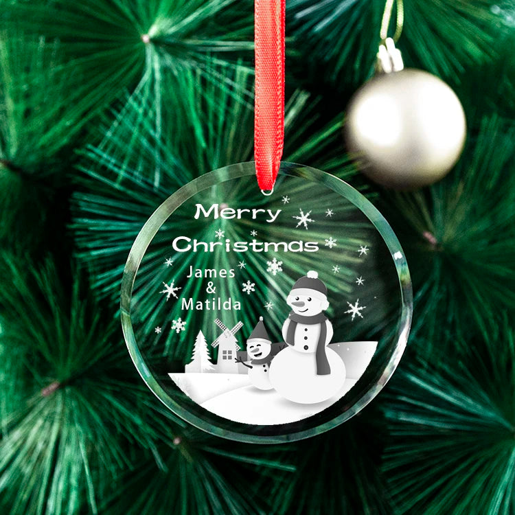 Custom Laser Engraving Glass Crystal Ornament Wholesale K9 Glass Christmas Ornaments