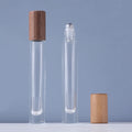 Wholesale Beech-cover Walnut-cover Essential Oil Roller Bottle 10ml Glass Roll on Perfume Bottle for Cosmetic Packaging