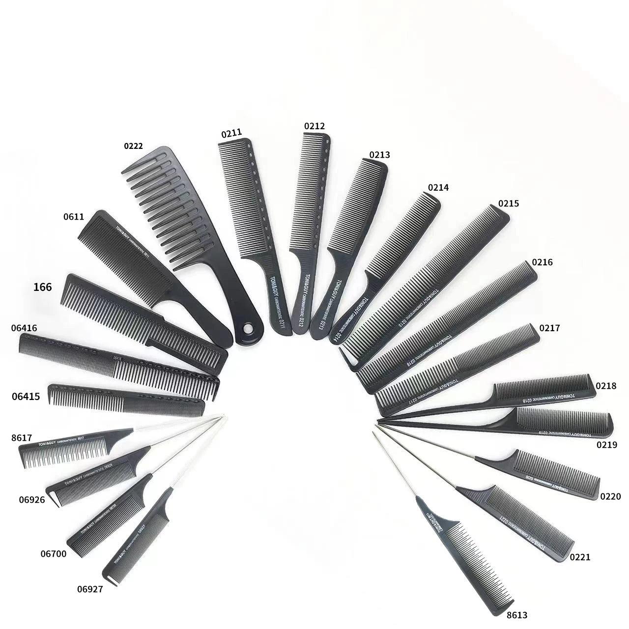 21 Styles Professional Heat Resistant Salon Black Plastic Fashionable Pin Tail Antistatic Comb Parting Combs Hair Cutting