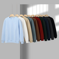 French Terry Men's Crewneck Sweatshirts Soild Color Geometric Texture Women Long Sleeve Casual Pullover Shirt