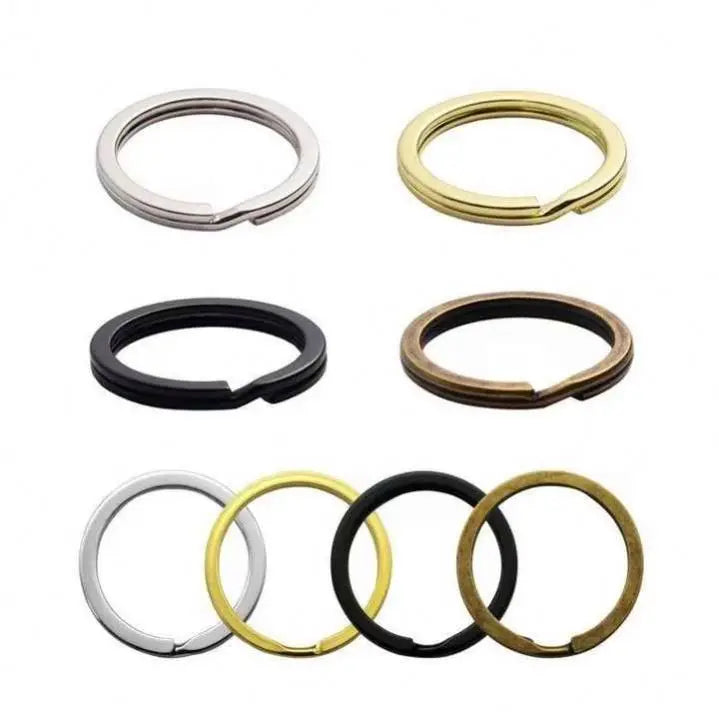 Metal Keyring Bulk Key Chains Ring 25 28 30 32 35 mm Key Rings Rose Gold Silver Bronze Gun Black Keychain Accessory Flat Keyring