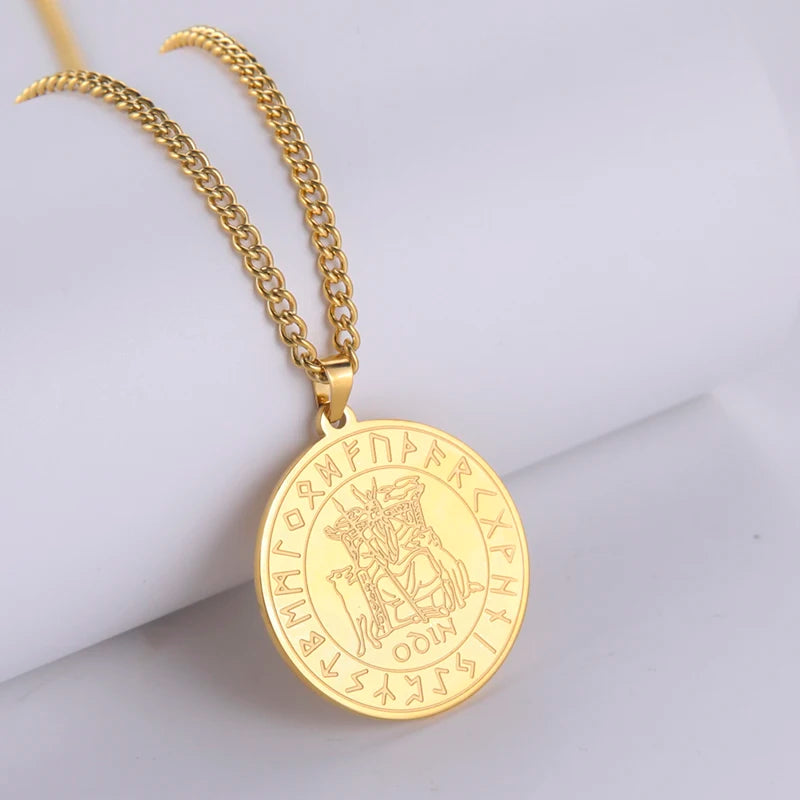 Norse Viking Pendant Necklace Valknut Odin's Warrior Amulet Pendant Stainless Steel Nordic Viking Talisman Pendant Necklaces