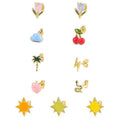 Cute Style 925 Silver Enamel Earrings Gold Plated Studs Women Jewelry Gift Suitable High Quality Wholesale