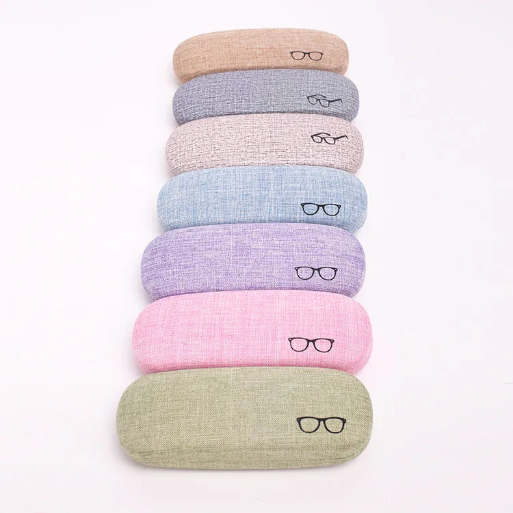 Manufacturer Fashion Simple Hemp Glasses Case Linen Anti-compression Flip Iron Glasses Case Box