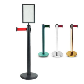 Hotel Control Barriers Market Retractable Belt Barrier Crowd Queue Controls Post with A3/A4 Sign Railing Stand