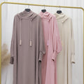 Muslim Solid Color Good Quality Islamic Jilbab Wholesale Women Abaya Muslim Dresses With Hijab and Hoodie batwing Sleeve