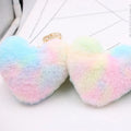 Fashion Fluffy Heart Rabbit Fur Heart Pompom Keychain Puff Ball Furry Pom Pom Fur Ball Plush Self Defense Keychains Accessories