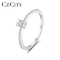 CZCITY Diamond Silver Engagement Woman 925 Sterling Finger Dainty Zircon Iced Out Girl Bling Luxury Ring