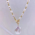 Gold Plated Big Coin Baroque Pendant Drop 7-8 mm Natural Nugget Aaa Freshwater Pearl Necklace