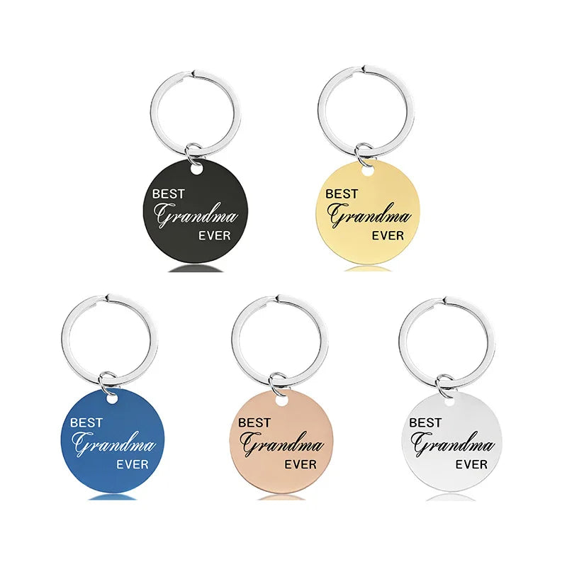 Stainless Steel Custom Logo Key Chain Mom Gigi Nana Grandma Mimi Wife Grandmother Mother's Day Thanksgiving Day Gift Key Rings