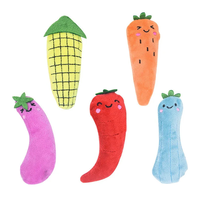 Cartoon Vegetables and Fruits Cat Chew Toys Catnip Teeth Cleaning Cat Soft Toys