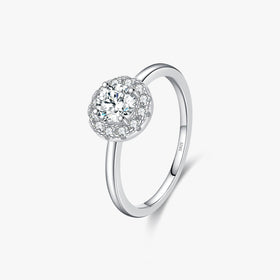 Exquisite Wedding Jewelry for Women Anniversary Gift 925 Sterling Silver Rings 0.5CT D Color VVS1 Round Moissanite Ring