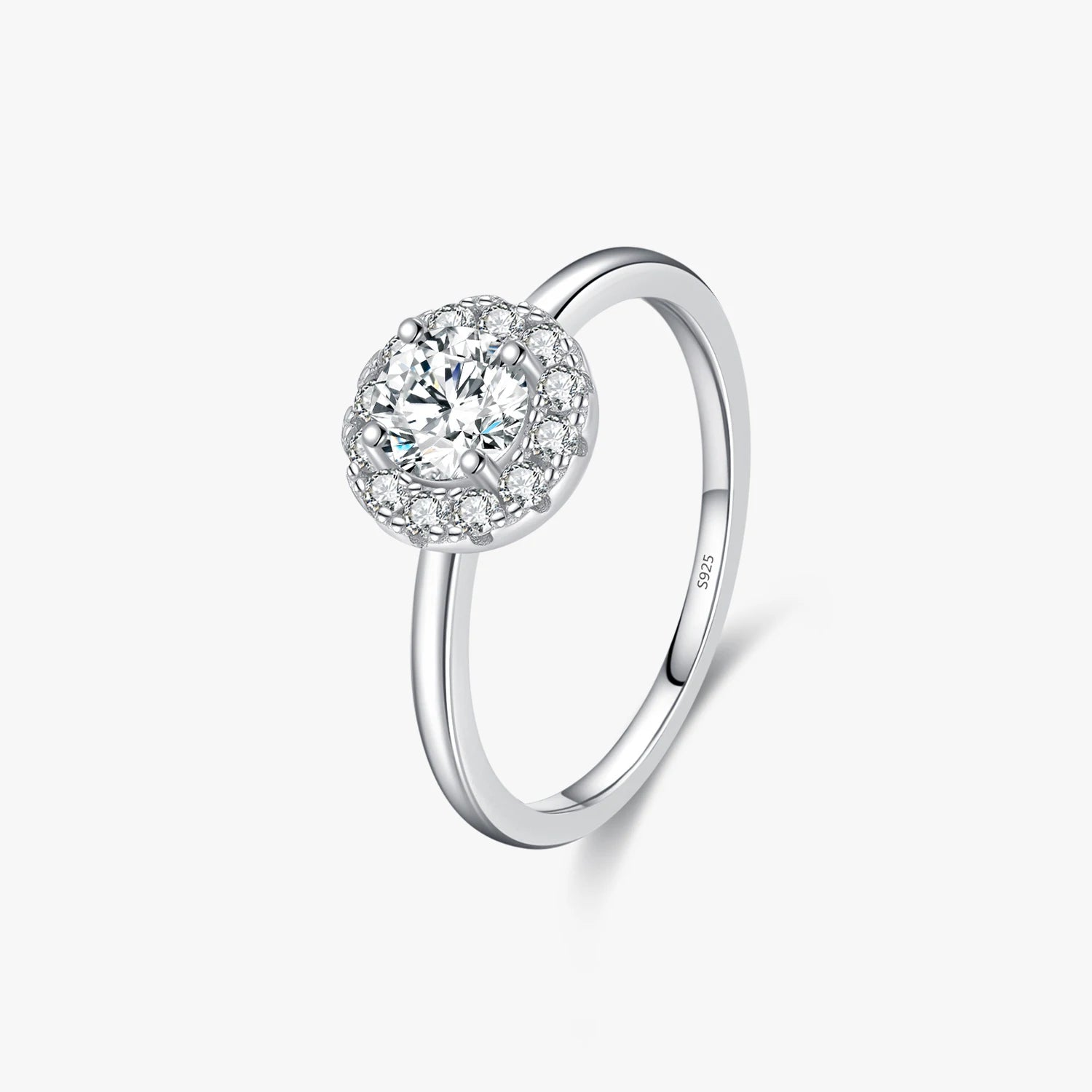 Exquisite Wedding Jewelry for Women Anniversary Gift 925 Sterling Silver Rings 0.5CT D Color VVS1 Round Moissanite Ring