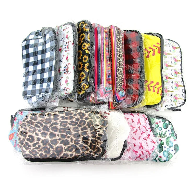 Ready to Ship Full-Color Imprint Neoprene Cosmetic Bags & Cases Makeup Storage Pouch with Zipper