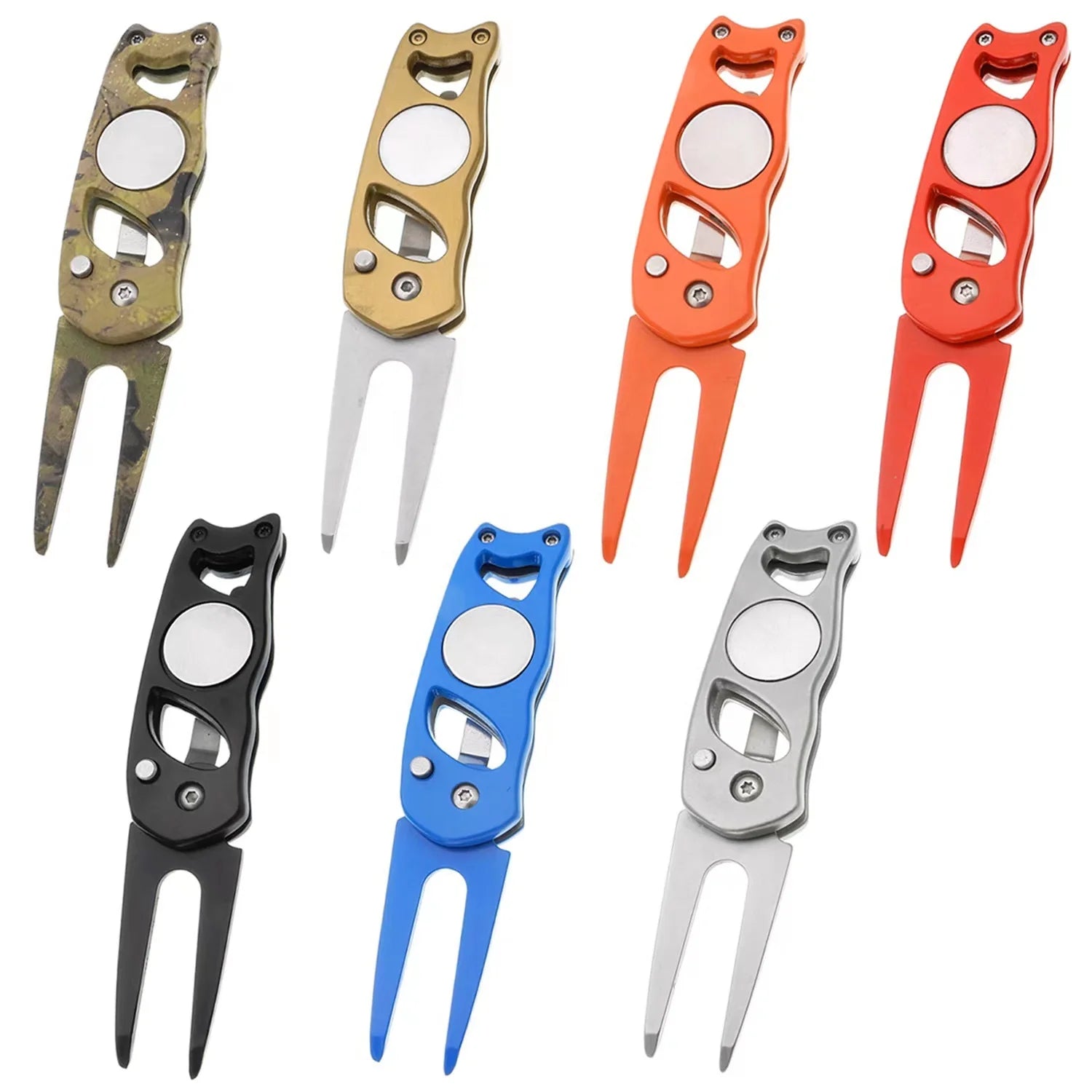 Factory Price Stainless Steel Folding Golf Divot Tool With Ball Marker Custom Logo Golf Accessories for Gift