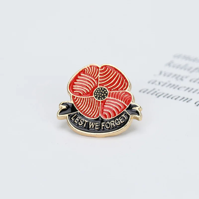 Manufacturer Enamel Poppy Flower Pin Badge Remembrance Day Souvenir Lest We Forget Hat Clothes Tie Scarf Lapel Pin Brooch