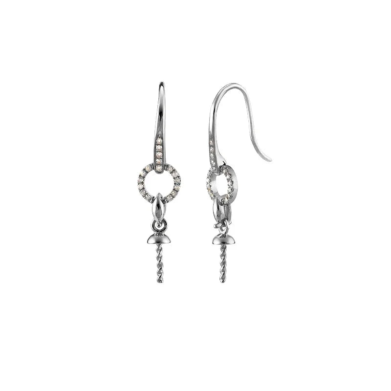 Natural Diamond Women Earrings Wholesale 18k Gold Mounting for Pearl