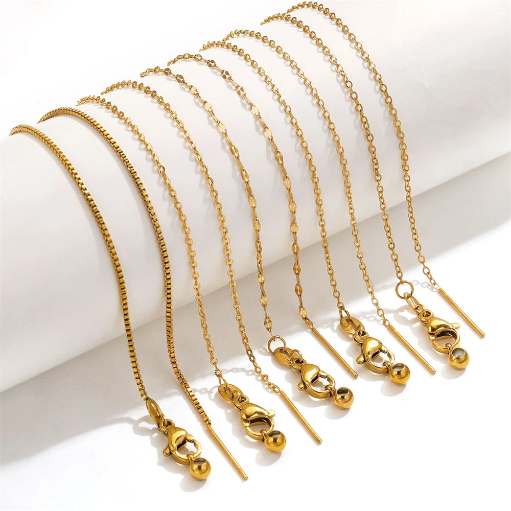 Wholesale Price 45CM Chain Bead Needle Style Universal Chain Lip Box Cross 316L Stainless Steel Chain Vacuum Plated Women Choker