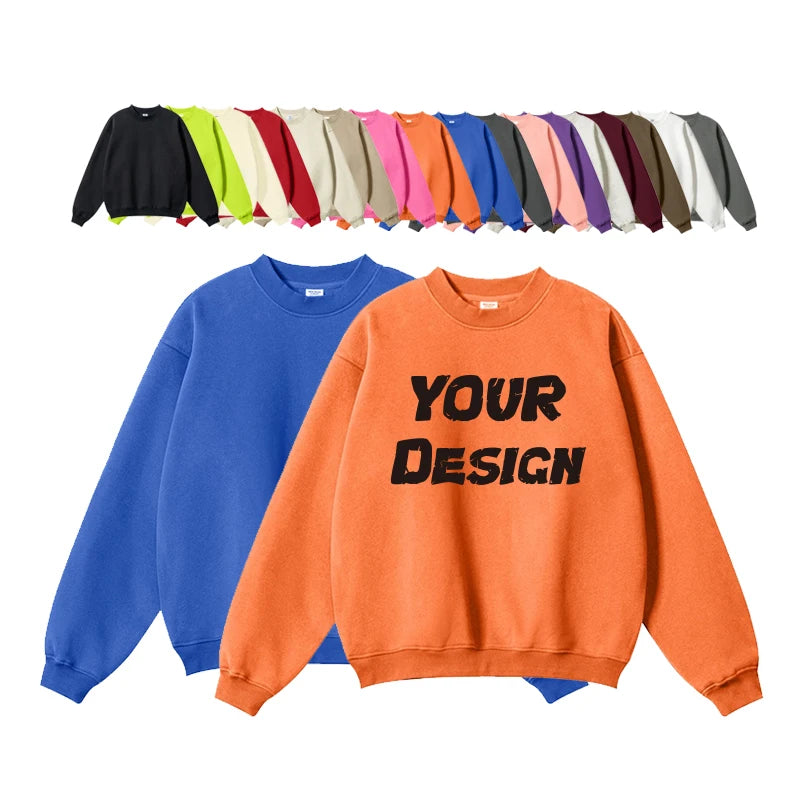 Hot Sales Comfortable 345gsm  Men's Sweatshirts Custom Logo Print Trendy Soft Fleece Knitted Winter Season Pullover