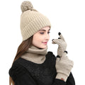 Wholesale Winter Warm Women Knit Beanie Hat Cap and Scarf Gloves Set