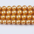 10-13mm Natural Freshwater Real Pearls Gold Edison Shape Pearl Strands