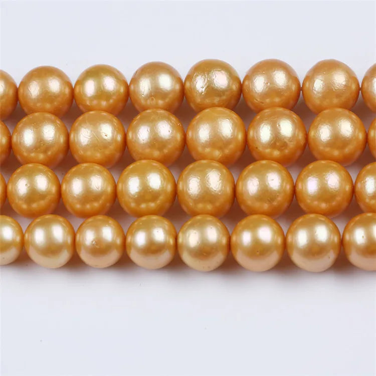 10-13mm Natural Freshwater Real Pearls Gold Edison Shape Pearl Strands