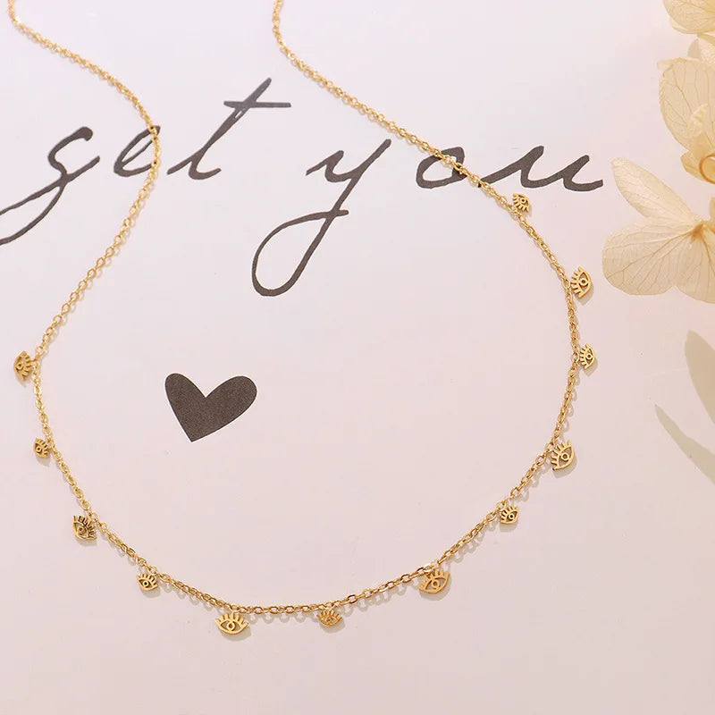 18k Gold Plated Star Heart Dot Pendant Choker Necklace Trendy Necklace